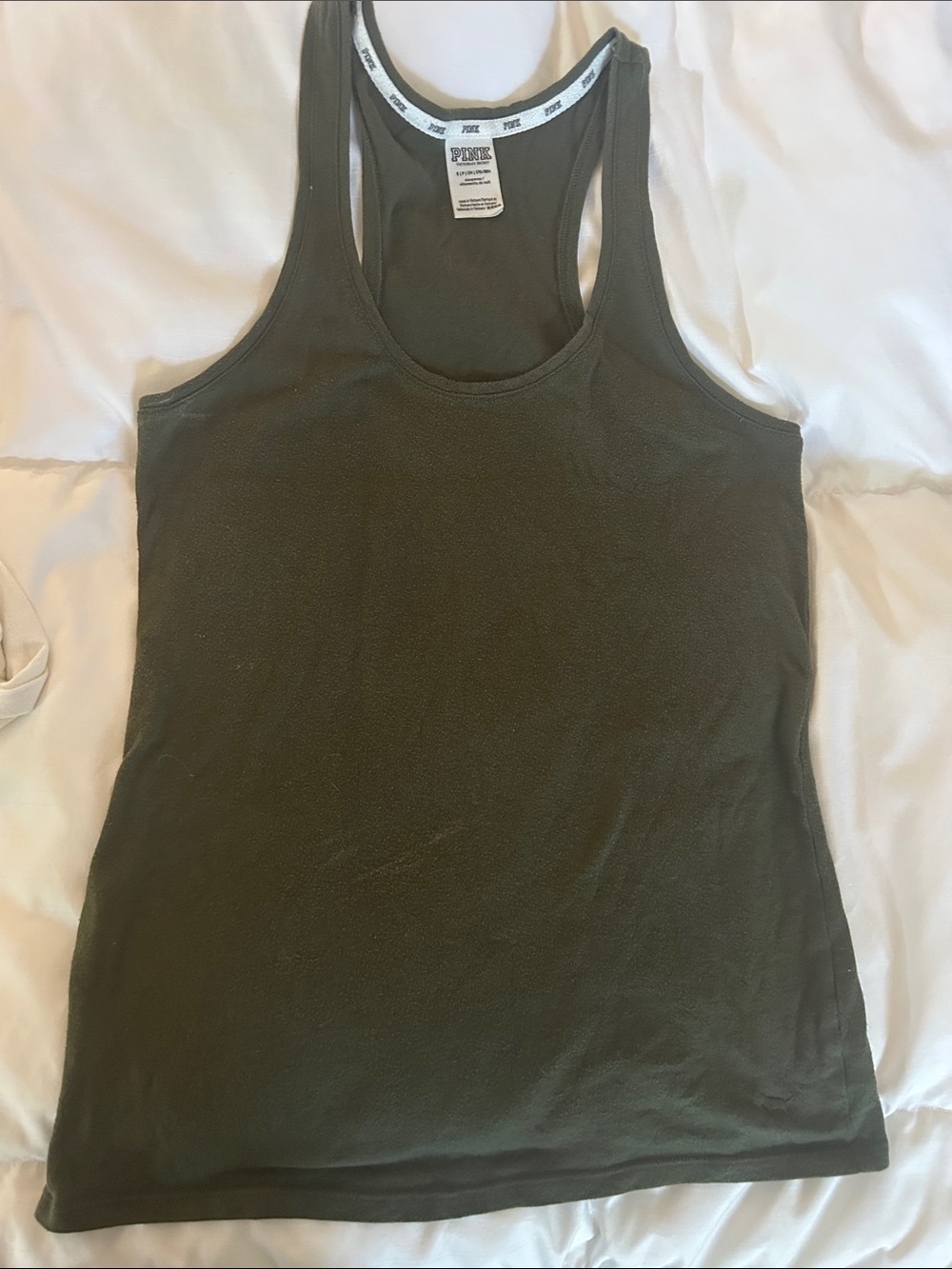 PINK Victoria's Secret Olive Scoop Neck Racerback Tank